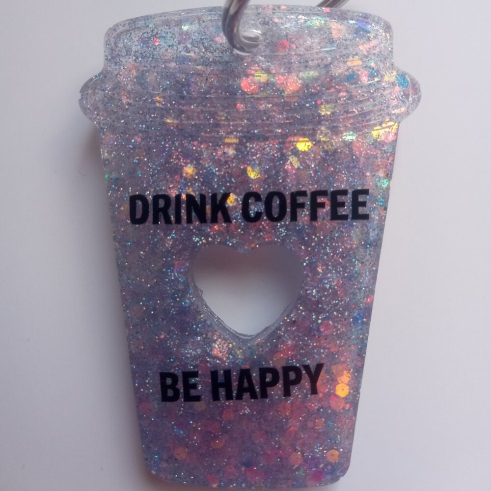 Glitter cup keychain
